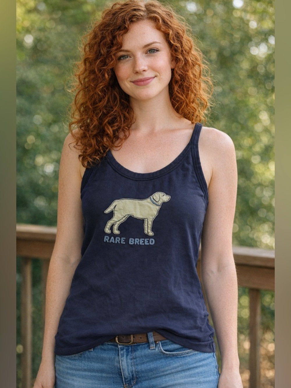 Hatley Navy Tank Top with Cream Labrador Appliqué